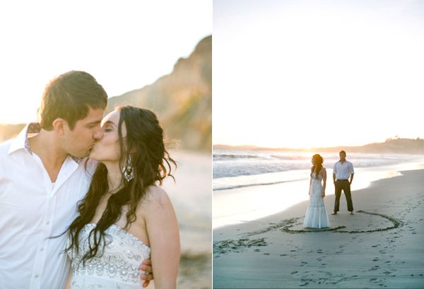 Bride Groom Kiss Beach Heart