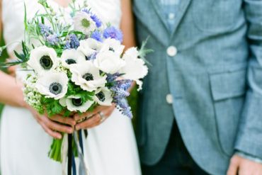 Denim Bride And Groom Blue White Bouquet