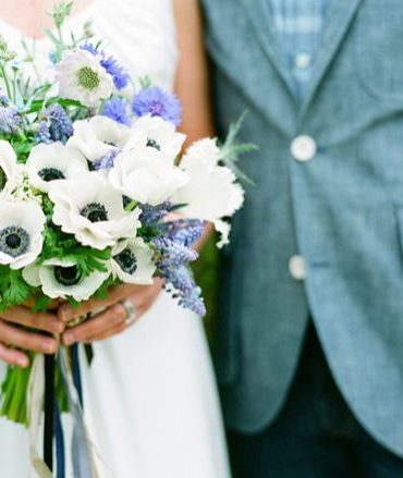 Denim Bride And Groom Blue White Bouquet