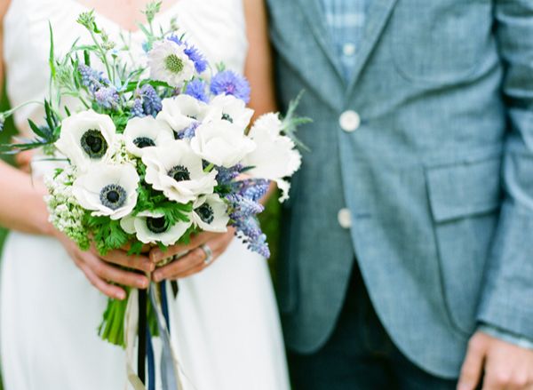 Denim Bride And Groom Blue White Bouquet