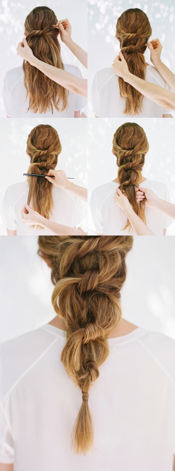 diy-knotted-pony-wedding-hairstyles-for-long-hair