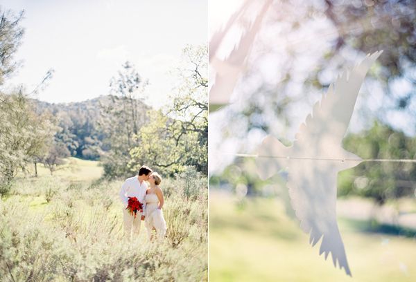 Flying Paper Bird On String Bride Groom