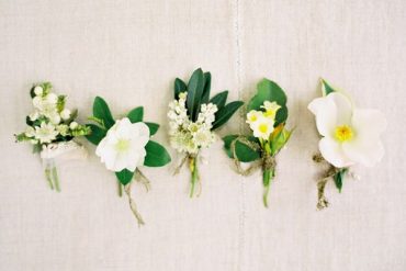 Garden Green And White Boutonnieres