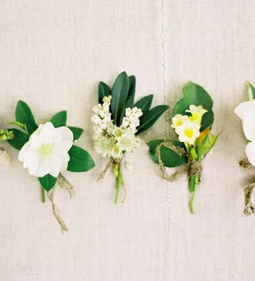 Garden Green And White Boutonnieres