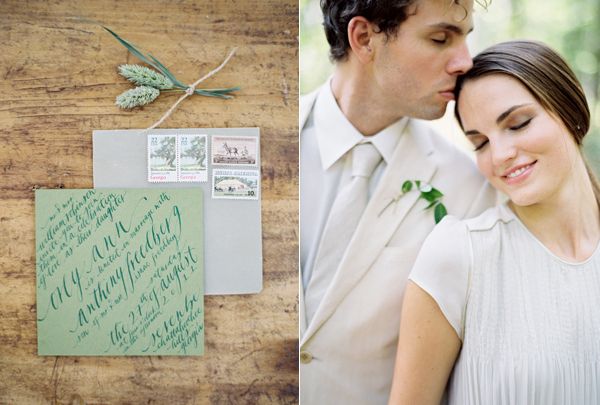 Green Calligraphy Wedding Invitation