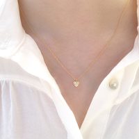Tiny Sparkling Zirconia Gold Heart Necklace
