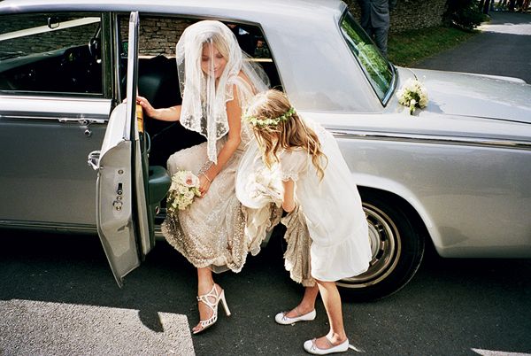 Helping Mom Kate Moss Into Car