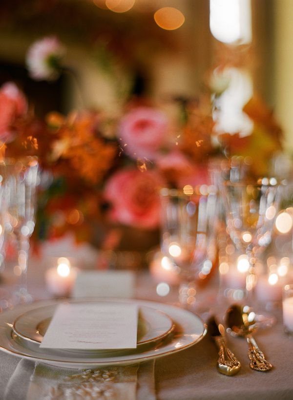 pink-rose-gold-ivory-orange-fall-wedding-reception-place-setting-table