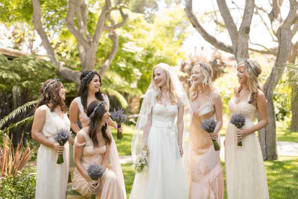pink-vintage-wedding-bridesmaid-dresses