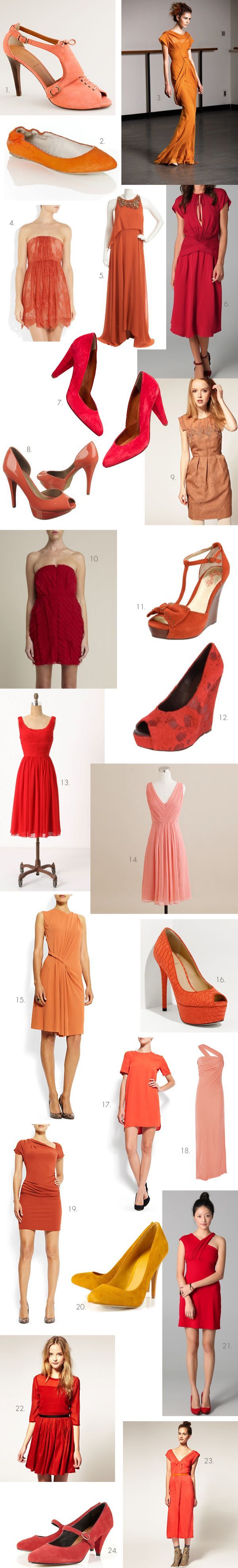 Red Orange Coral Bridesmaid Dresses Shoes