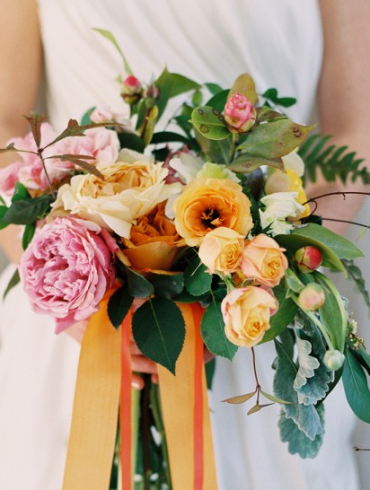 Rustic Orange Yellow Wedding Bouquet Flowers