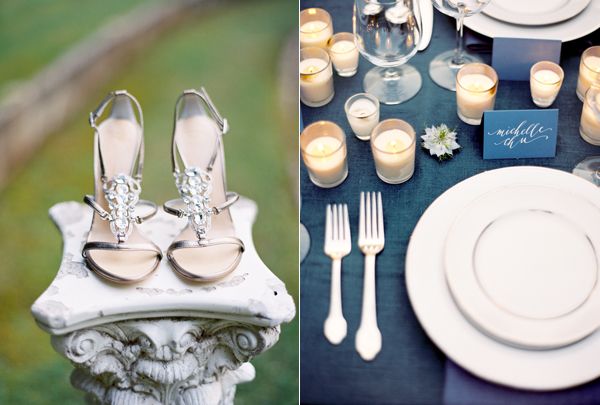 Sparkly Strappy Heels Navy Blue Tablecloth