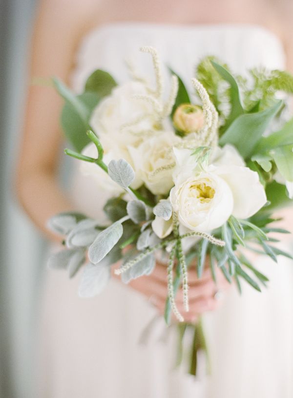 White Garden Rose Succulent Tropical Wedding Bouquet