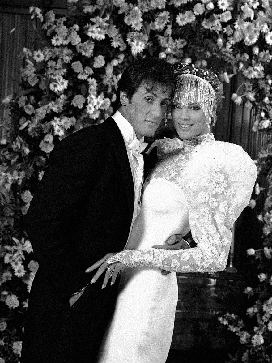 Brigitte Nielsen and Sylvester Stallone on their wedding day