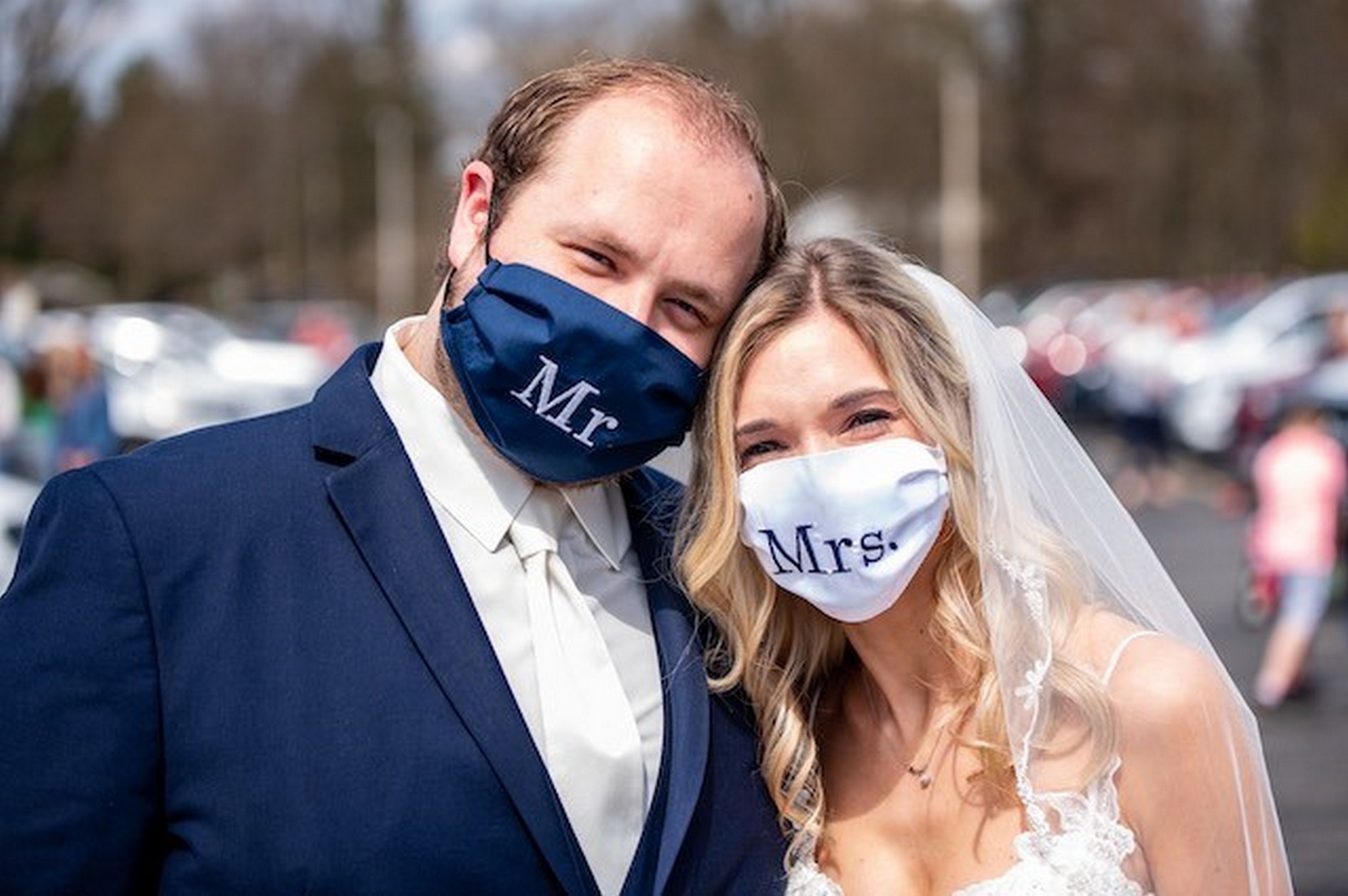 Matching bride and groom masks