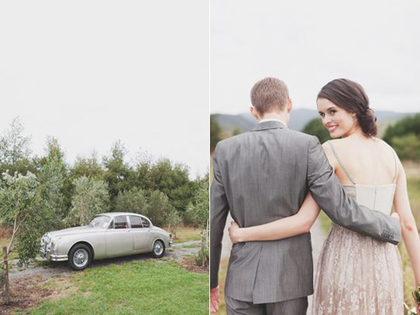 Grey Classic Car Grey Taupe Bride Groom