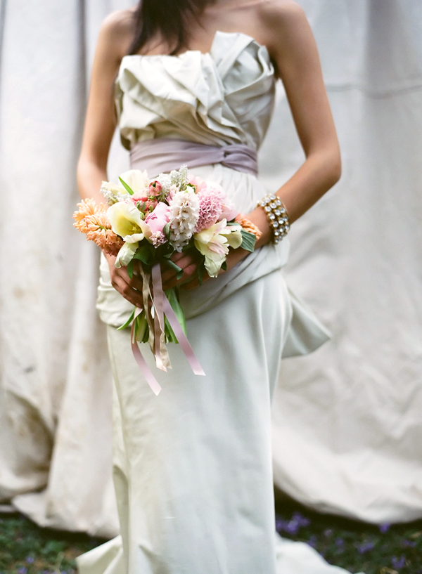 Grey Vera Wang With Bouquet