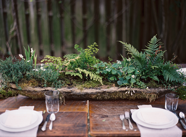 long-hypertufta-moss-cement-organic-centerpiece-DIY-ferns-maidenhair-lily-of-the-valley-thyme-farm-table