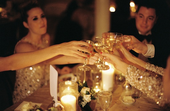 new-orleans-black-tie-wedding-reception-champagne-toast-gold-elegant