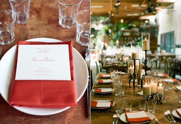 Red Napkin Reception Place Setting