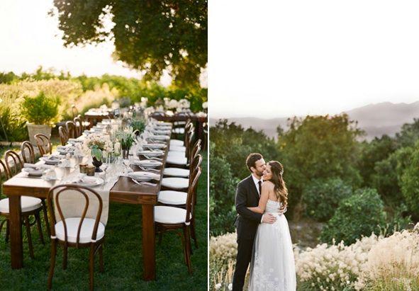 Rustic Ojai Garden Wedding Farmhouse Family Style Reception Tables