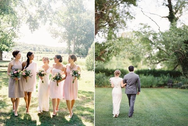 spring-garden-wedding-pink-brown-white-bridedmaid-dresses-