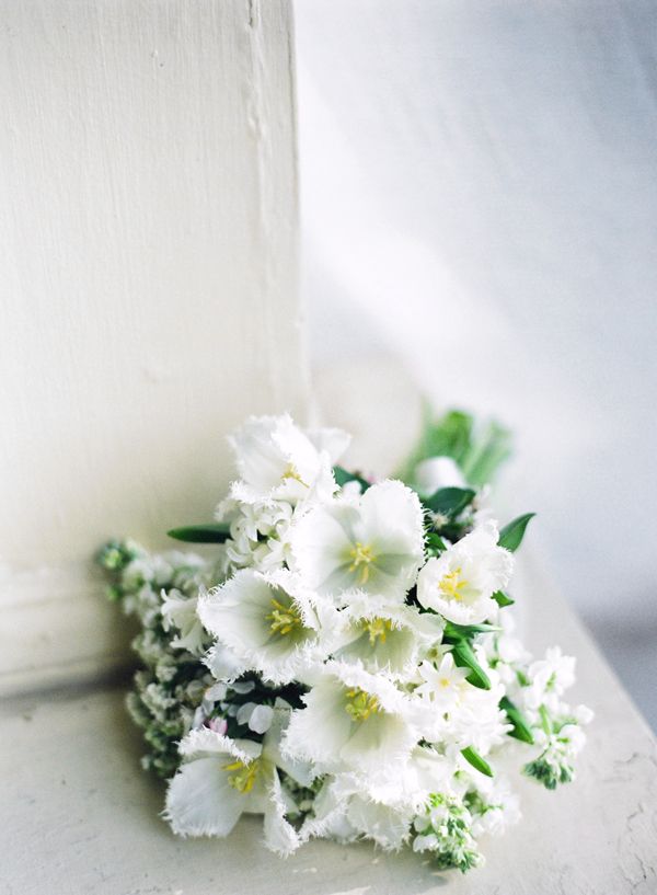 White Green Fringe Tulip Bouquet