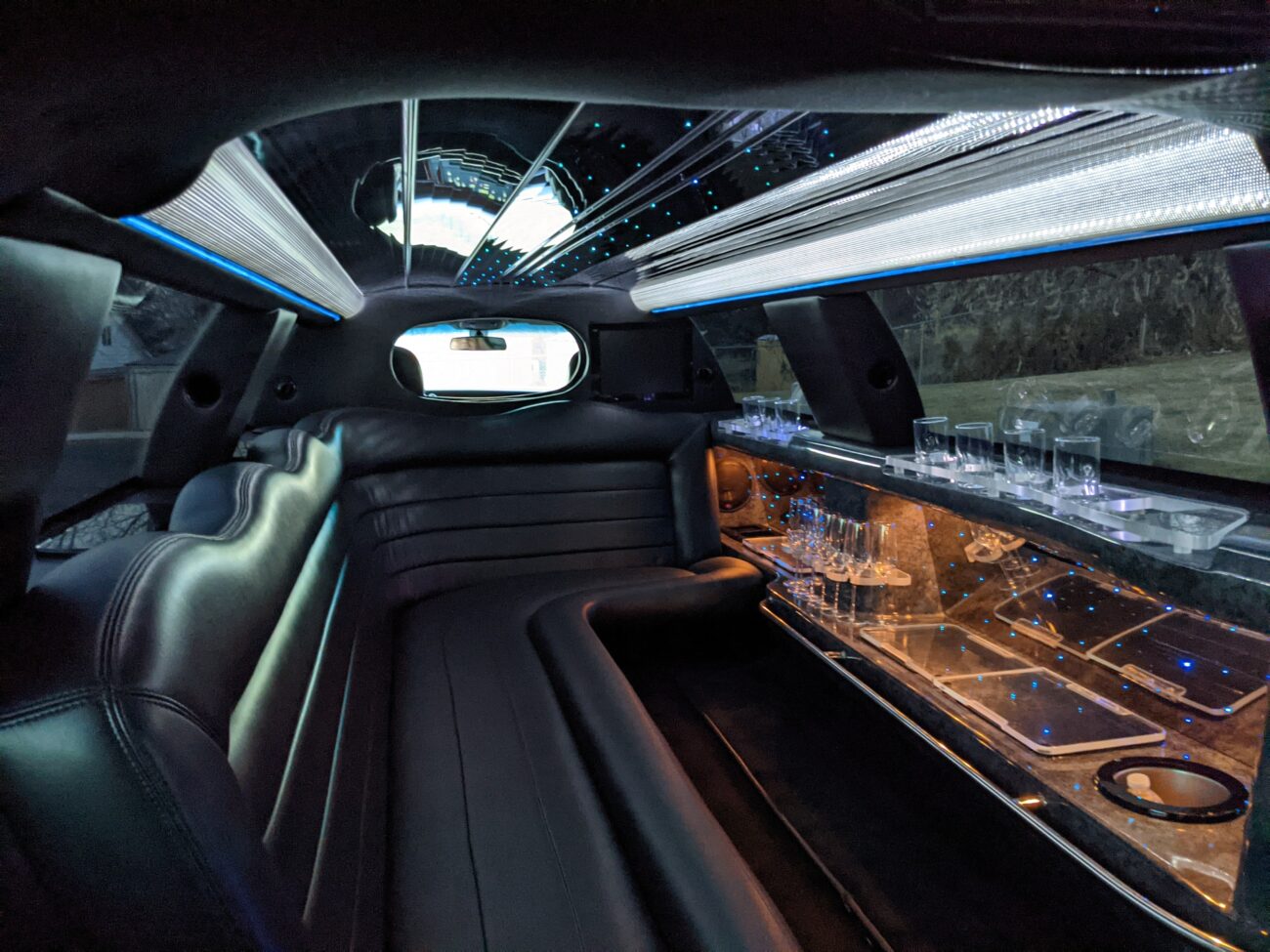 plush interior of a limo